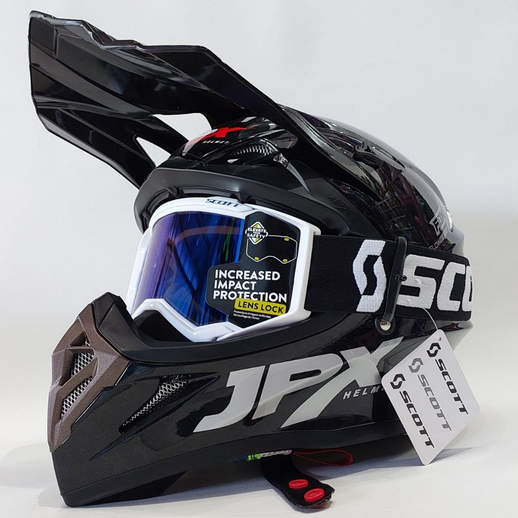 Helm Cross Jpx Fox1 Black Glossy Helm Trail Google Scott