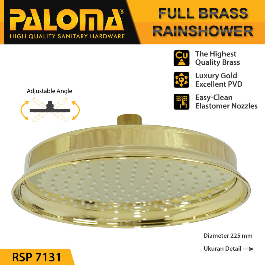 PALOMA GOLD RSP 7131 Rainshower Head Shower Rain Mandi Atas Kepala Shower GOLD
