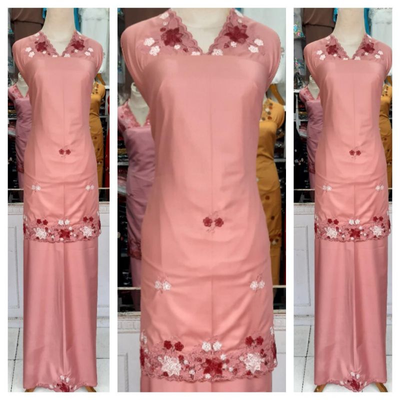 Bahan Baju Kurung Bordir Motif Kerancang Original/Bahan Katun Toyobo/Motif Bordir Kerancang Manual M