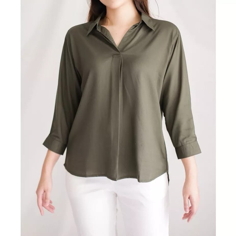 Blouse Uniqlo Size L Uniqlo Original Women Rayon Skipper Sleeve Blouse