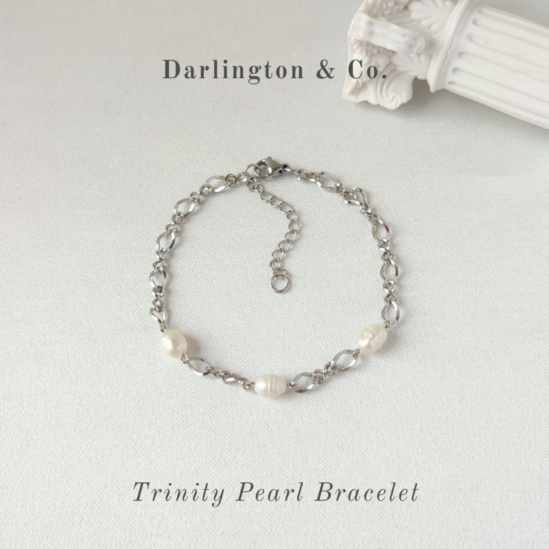 Darlington & Co. - TRINITY Pearl Bracelet / Stainless Steel / Mutiara Air Tawar / Chain