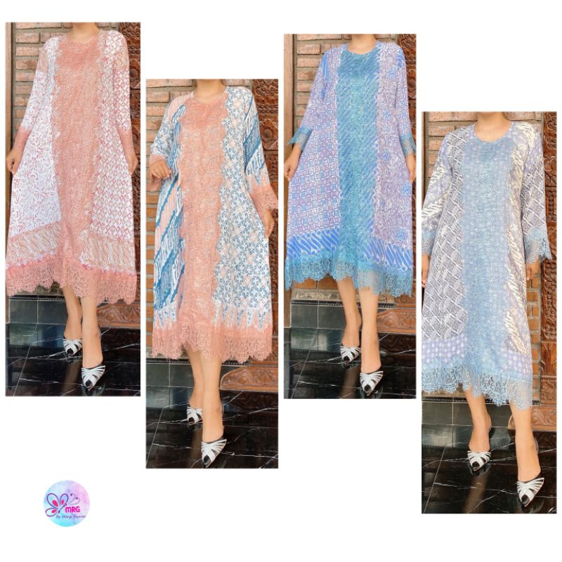 Long Tunik Brokat / Dress Batik / Dress Batik Wanita / Dress Brokat / Dress Kombinasi