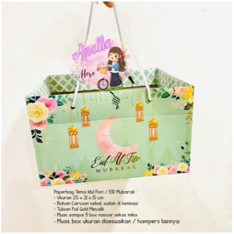 

Paperbag uk. 25 x 21 x 15 cm Tema Idul Fitri / Eid Flora Green
