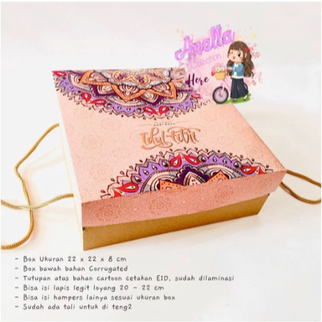 

Box Kue uk. 22 x 22 x 8 cm Tema EID / Idul Fitri Mandala Peach