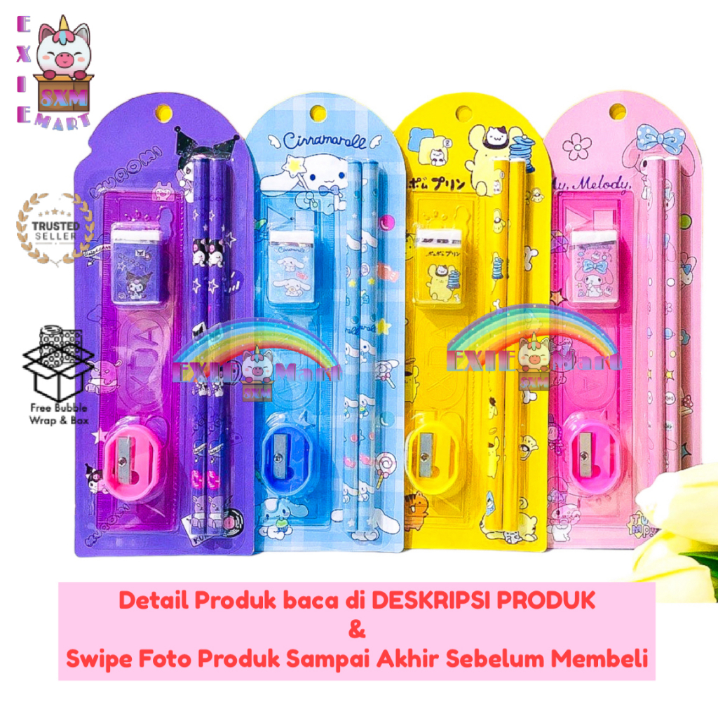 

ALAT TULIS ANAK (5 IN 1) DAN (6 IN 1) MOTIF KARAKTER CINAMOROL POCHACHO KUROMI MELODY SANRIO - PENSIL HB SET 5 IN 1 DAN 6 IN 1KARAKTER