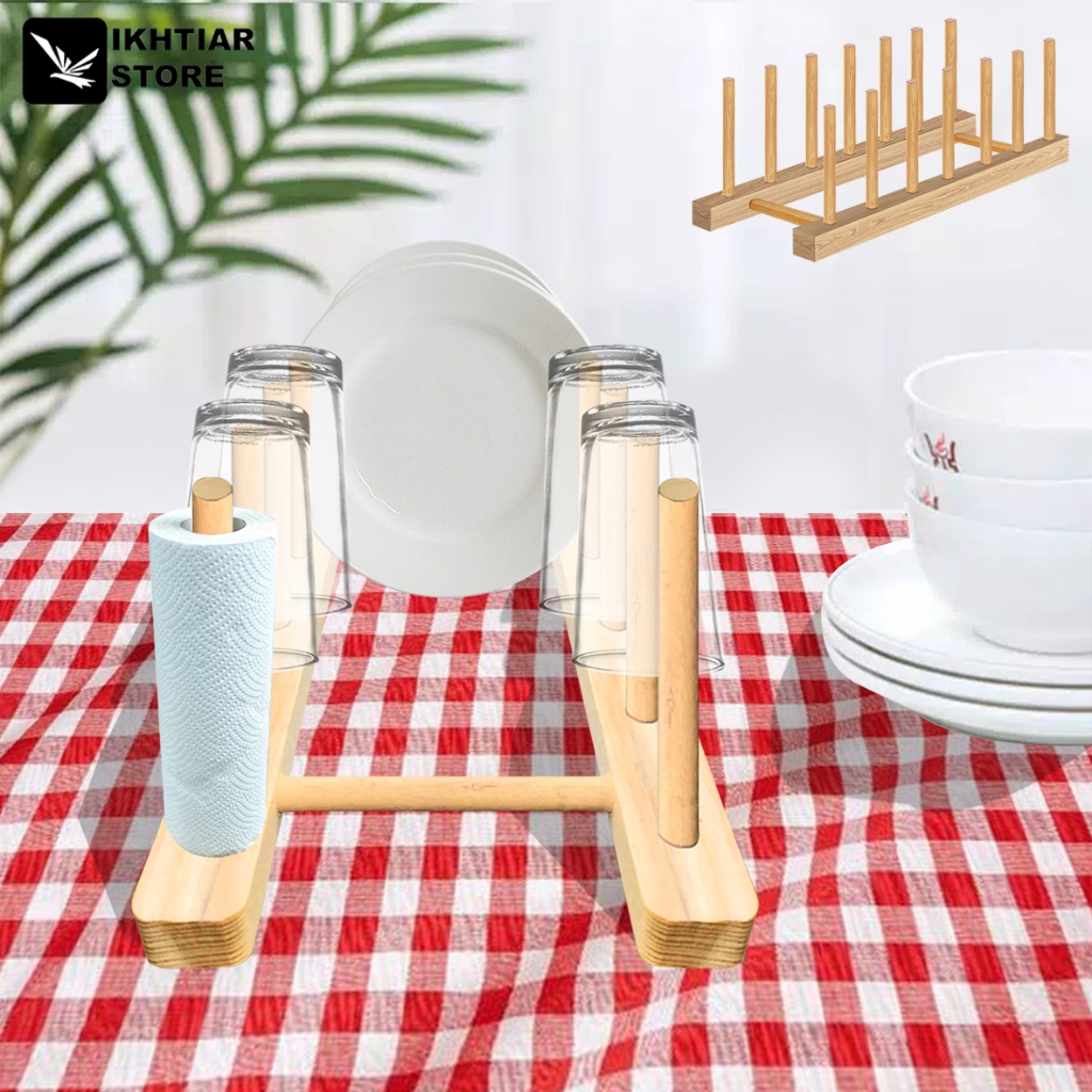 RAK TEMPAT PIRING KAYU MINIMALIS / RAK MANGKUK KAYU / RAK GELAS KAYU JATI BELANDA