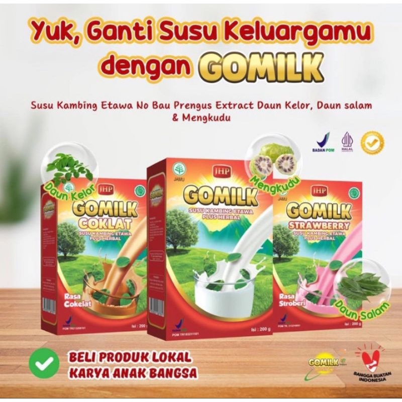 

GOMILK | SUSU KAMBING ETAWA PLUS HERBAL | SUSU LANSIA | SUSU KESEHATAN | SUSU TULANG | SUSU BALITA