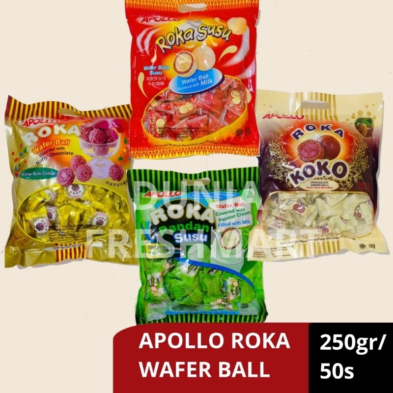 

[EXP 2026] APOLLO ROKA Wafer Ball ISI 50 (300gr/250gr) Original/Susu/Pandan/Koko Snek Jadul Biskuit Bola Coklat iSI 50PCS/250GR BOLA COKELAT BALL CHOCOLATE HAMPERS LEBARAN SNECK JADUL