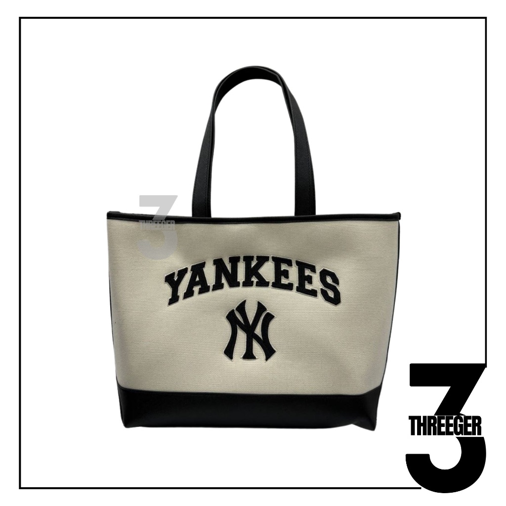 MLB NY New York Yankees Varsity Basic Canvas Tote Bag Black Original