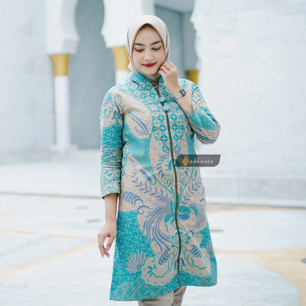 BATIK ARKANZA Baju TUNIK Motif WIRADWIPA Batik Wanita Ramadhan Full Lapis TRICOT Original Asli
