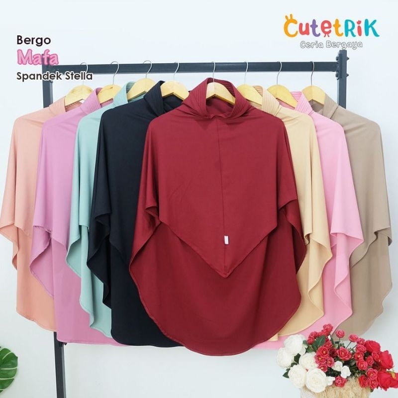 Bergo Mafa By Cutetrik Terbaru Jilbab Anak Polos Bahan Spandek Stella Warna Pink Hitam Violet Green 