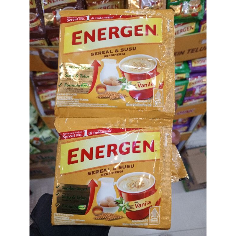 

Energen Sereal & Susu Bersinergi Sachet Varian Rasa Vanila Coklat Dan Kacang Hijau