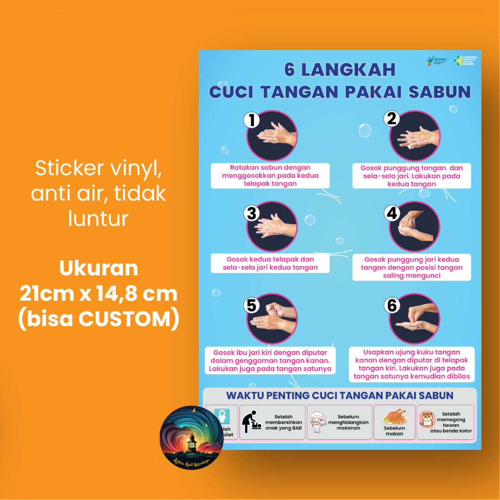 

Sticker Stiker 6 Langkah Mencuci Tangan