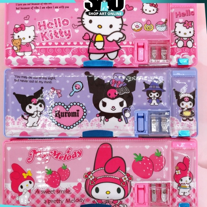 

88 SAO S5984 Kotak Pensil Sanrio Kotak Pensil Magnet 2 Sekat Kotak Pensil Anak Dilengkapi Rautan Kotak Pensil Karakter Lucu