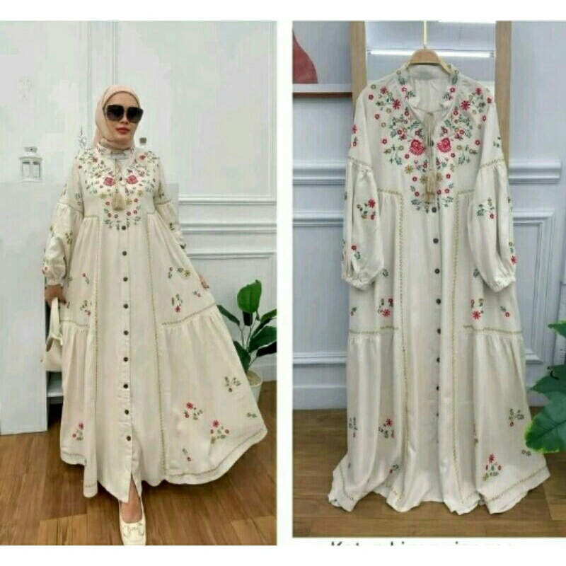 GAMIS VELLAMORE/GAMIS KATUN LINEN BORDIR BUNGA