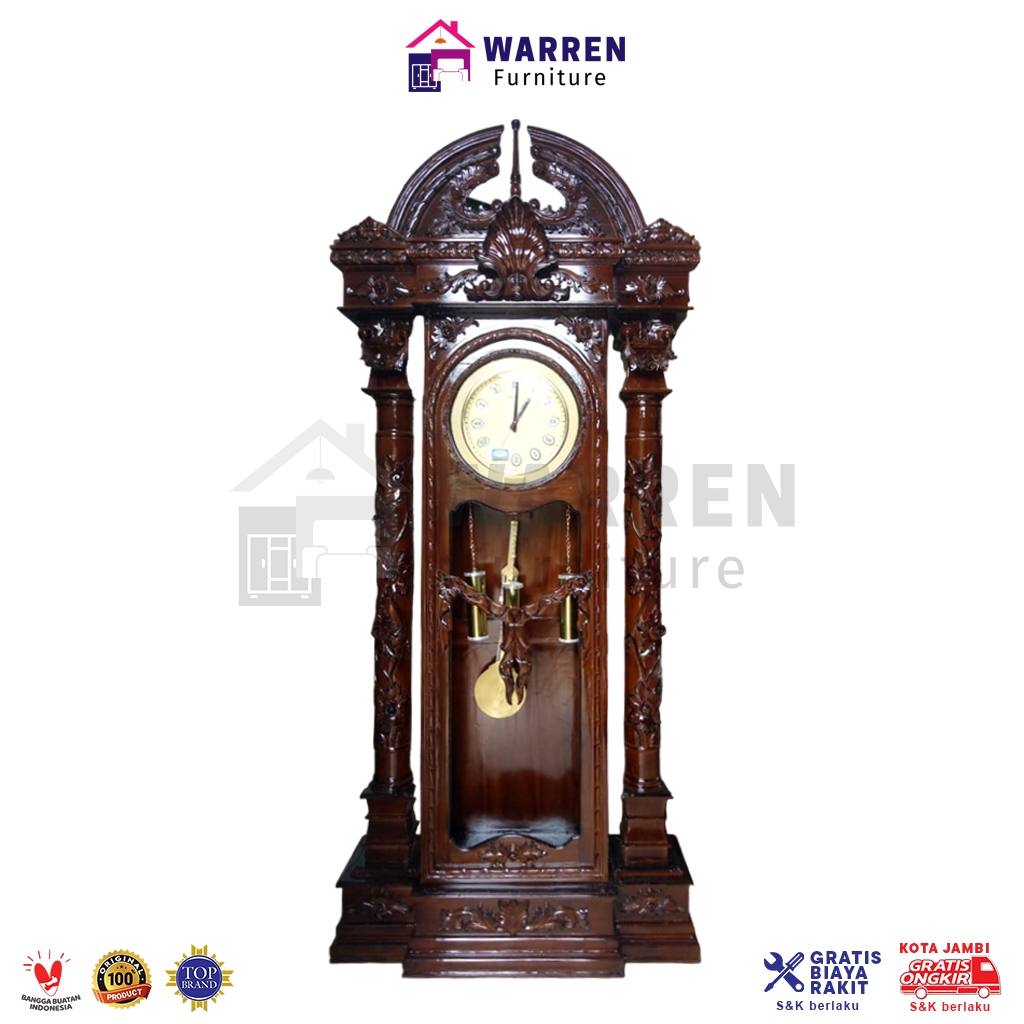 Lemari Jam Hias Pajangan Ukir , Jam Berdiri Kayu Jati, Lemari Jam Brawijaya