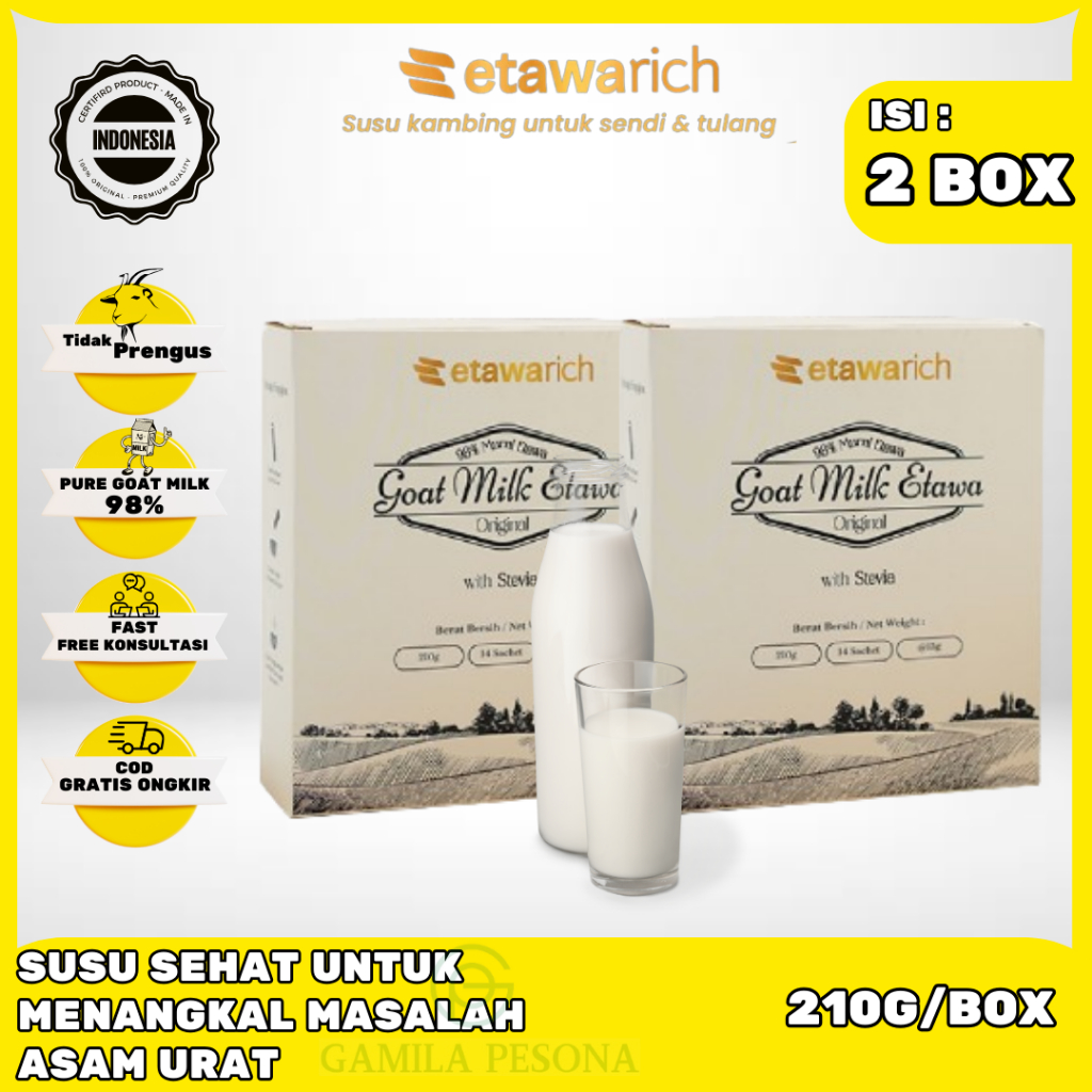 

Etawarich susu Kambing Etawa asli diciptakan khusus untuk penderita Asam Urat Pegal Linu