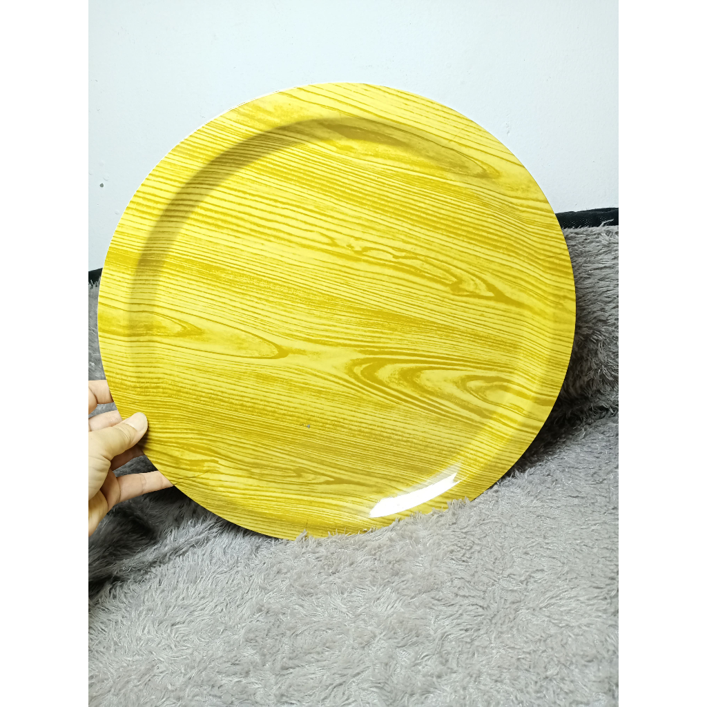Grosindo Baki Nampan Bulat Melamin Motif Kayu