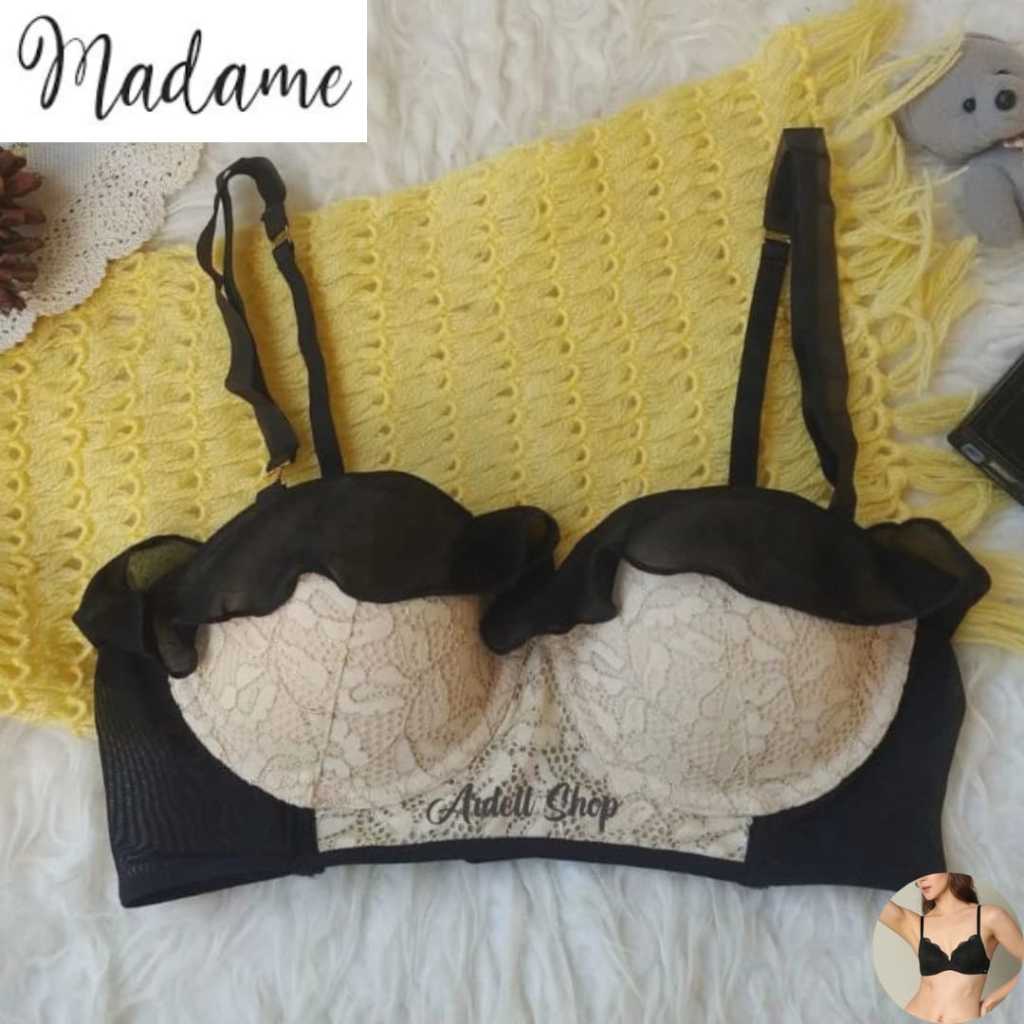 MADAME Bra Berkawat Wanita Renda Lace Busa Tipis 32B Full Support - OT