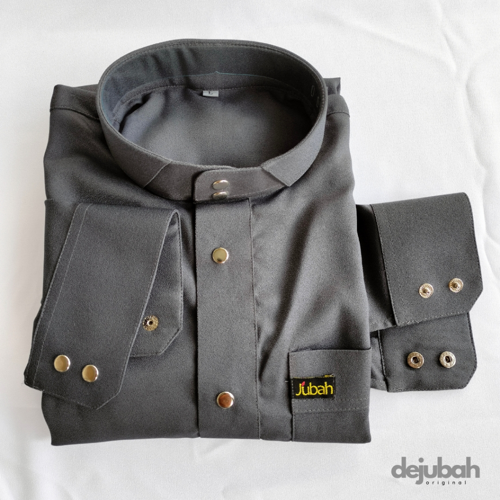 DeJubah - Qatari Gamis Jubah Pria Slimfit Dewasa-Abu Tua