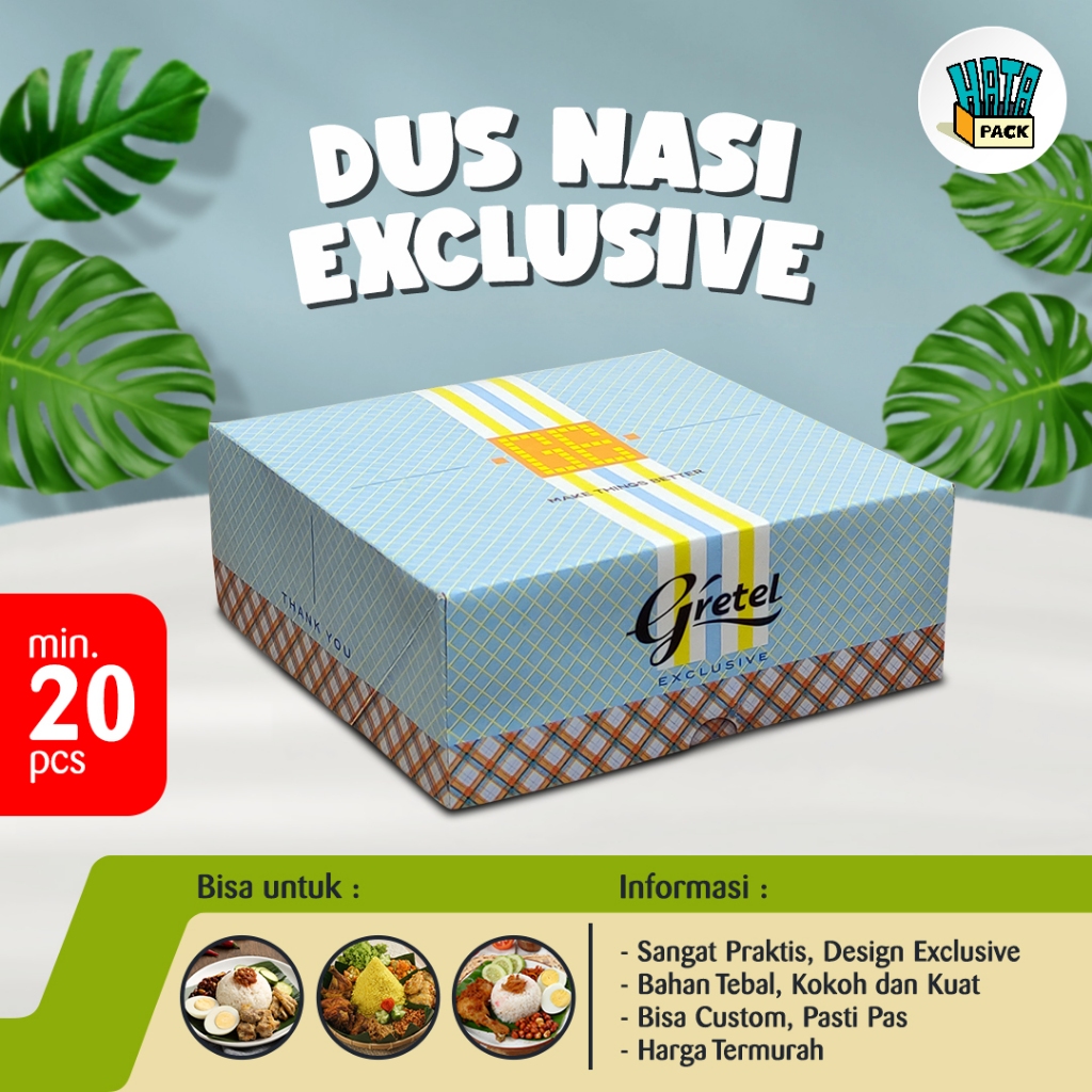 Dus Nasi Gretel Exclusive / Box Nasi 18 x 18 cm / Dus Kue 18 x 18 cm / Dus Box Hansel Tegal
