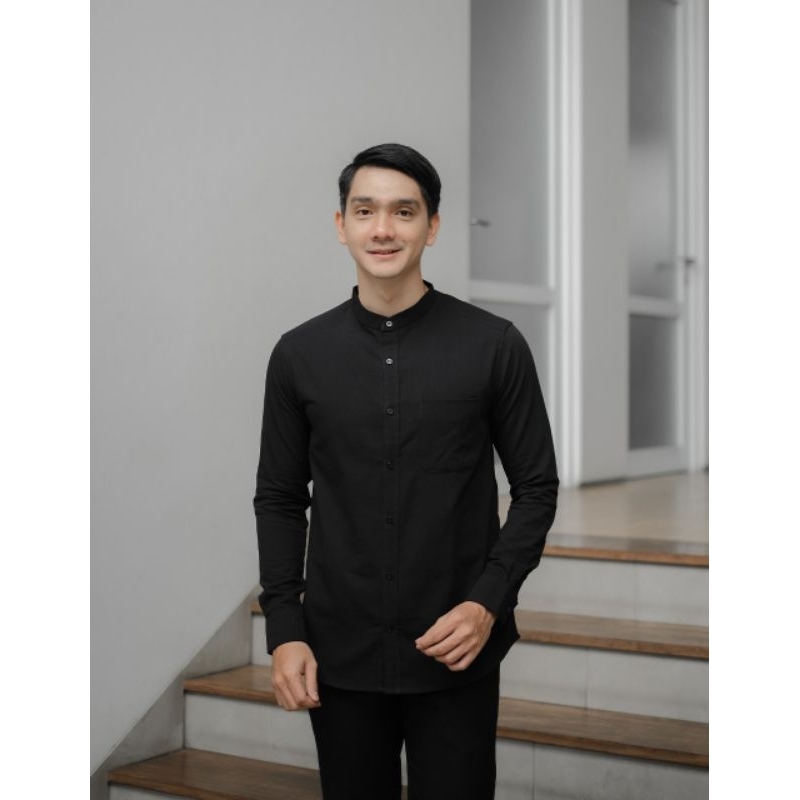 alwalid kemko lengan panjang hitam /baju kurta premium putih tulang