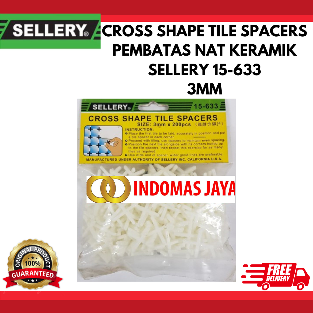 CROSS SHAPE TILE SPACERS / PEMBATAS NAT KERAMIK SELLERY 15-633 3MM
