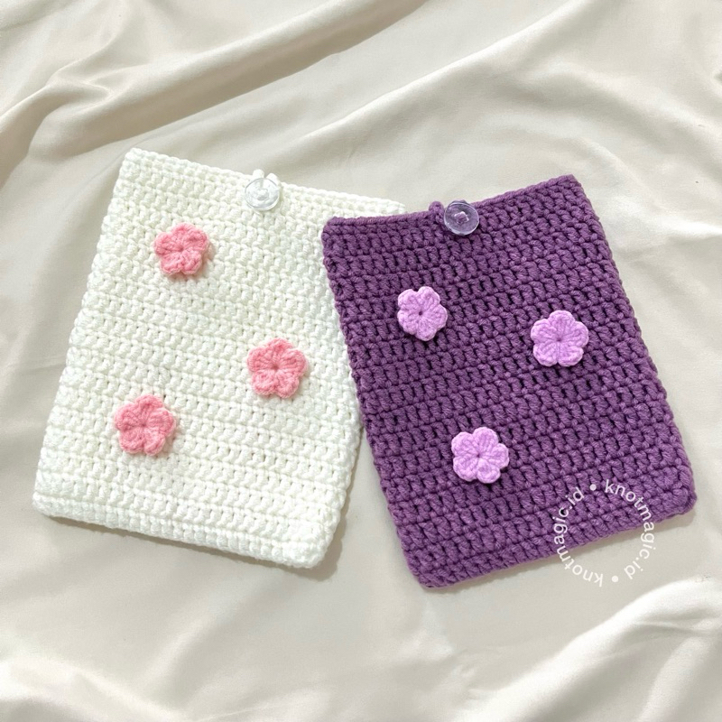 PRE ORDER - Flower Power E-reader / boox / kindle Sleeve Crochet / Kindle Cover Rajut Pouch