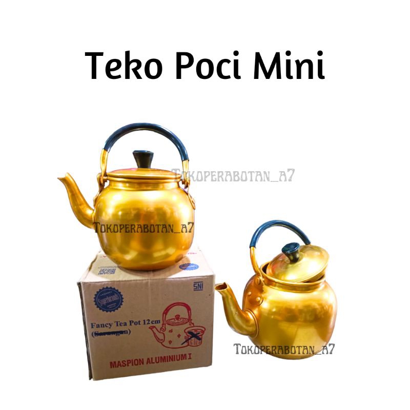 Teko moci mini emas 12cm 14cm aluminium maspion kuning/ fancy teapot teko aladin/teko teh kopi/poci 
