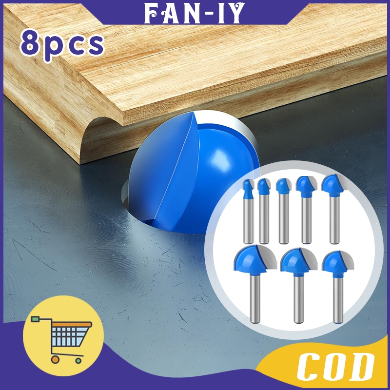 8Pcs Mata Profil Setengah Lingkaran Mata Router Kayu Set 6mm