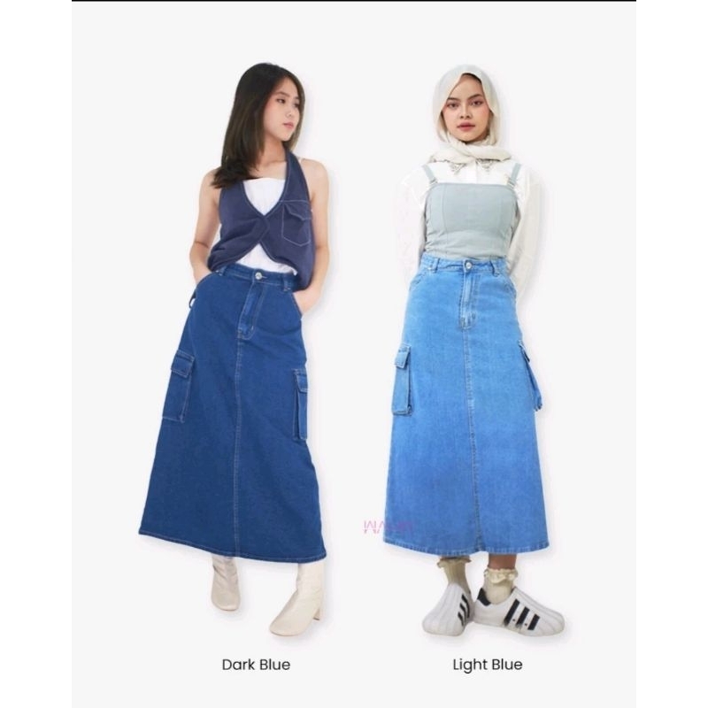 rok jeans cargo // rok jeans cargo wanita // rok jeans cargo wanita terbaru // rok jeans cargo jumbo