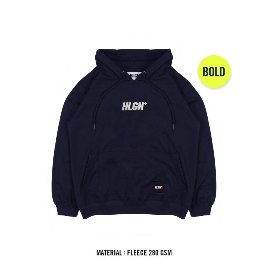 Hooligans Hoodie Unisex HLGN+ Putih Navy Blue