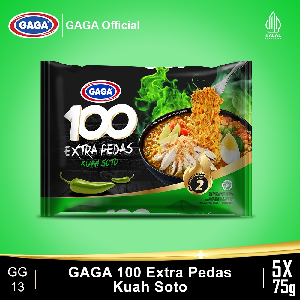 

GAGA 100 Extra Pedas Kuah Soto 75g Beli 3 pcs FREE 2 pcs (GG13)