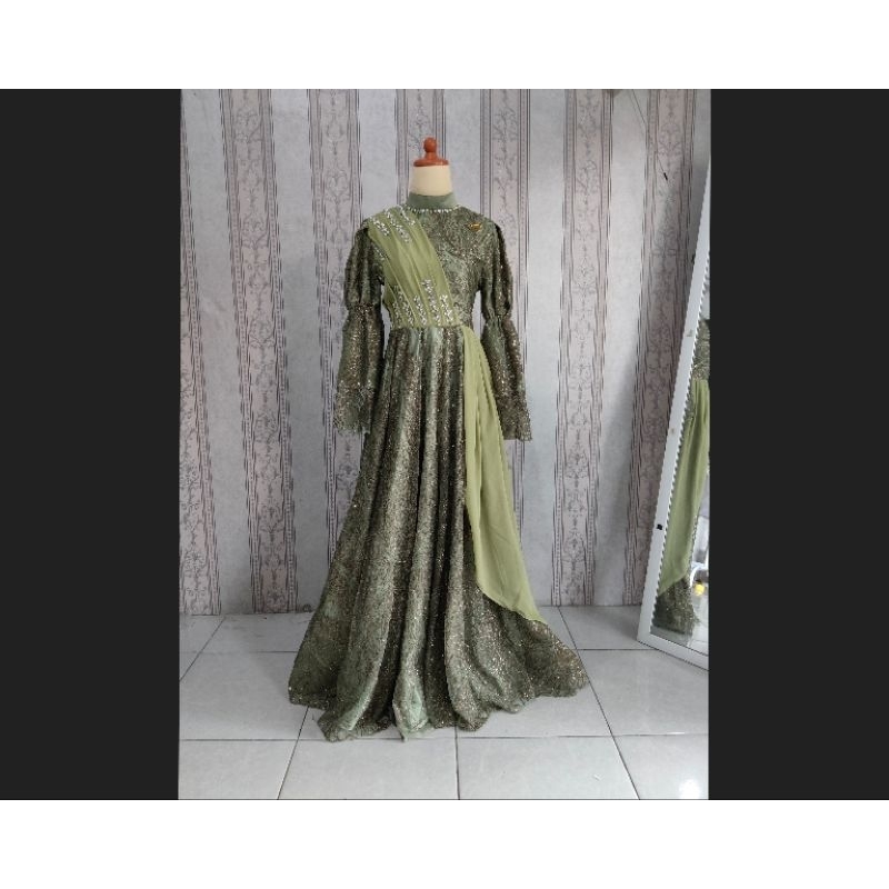 Ready stok baju kondangan muslimah / gaun singer murah / dress premium penyanyi