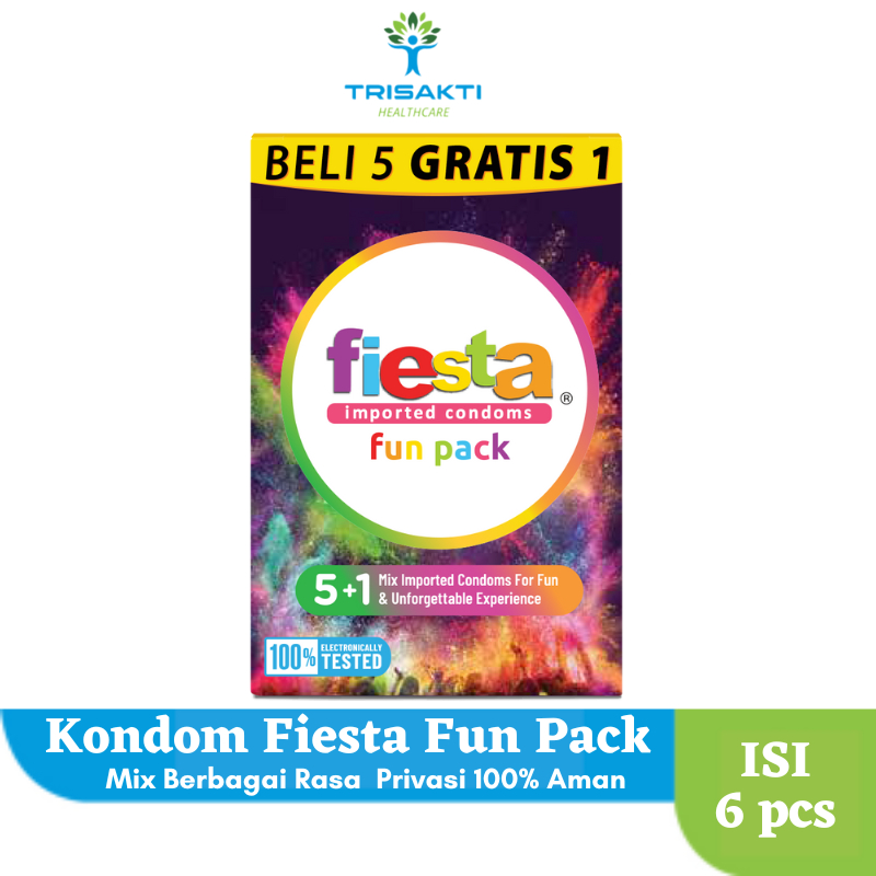 Kondom Fiesta Fun Pack - 6 Pcs Bergerigi Tipis Mix Berbagai Aroma Rasa