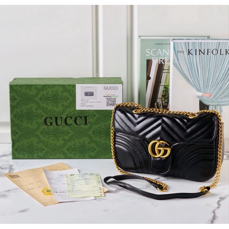 tas Gucci marmont premium lengkap dengan box