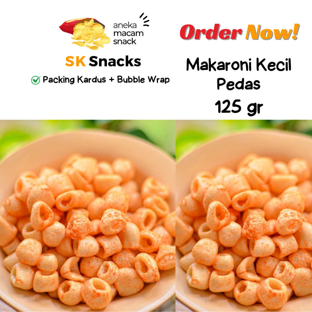

Makaroni Kecil Pedas 125 gram / Makaroni Kecil Pedas Mikro JJ / Cemilan Murah