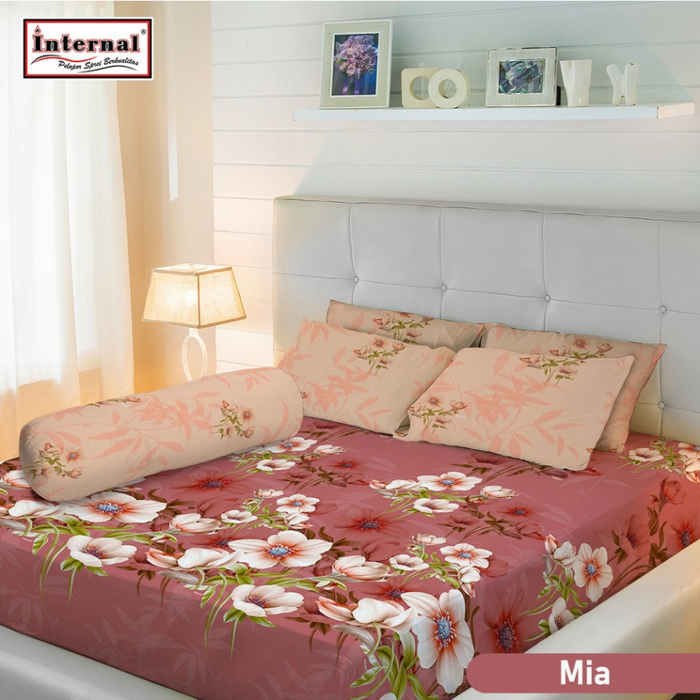 Sprei Internal King B2 180x200x25 Bantal 2 Guling 2 - Mia