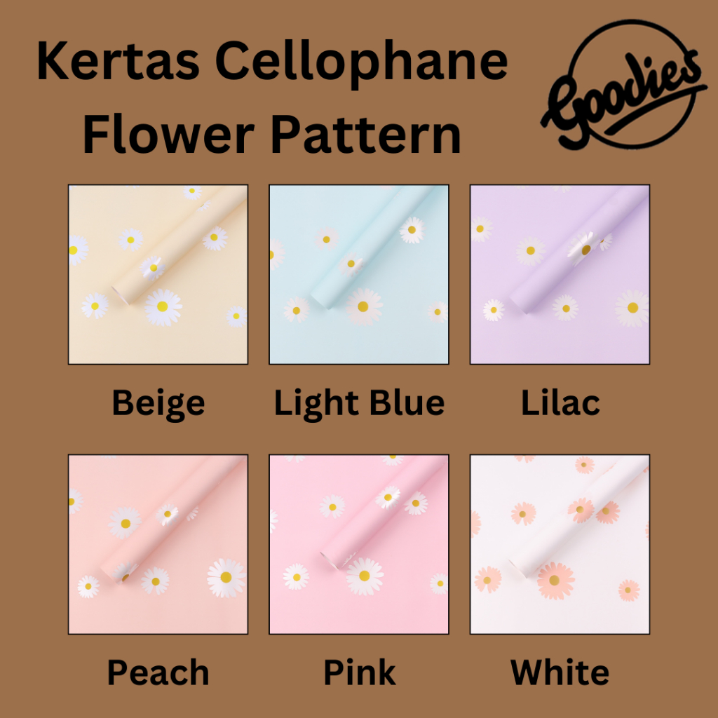 

*5 LEMBAR* Kertas Cellophane Bucket Bunga [Flower Pattern] Flower Wrapping Paper Celophane / Krtas Buket Chellophane untuk Bouquet Snack Uang Wisuda