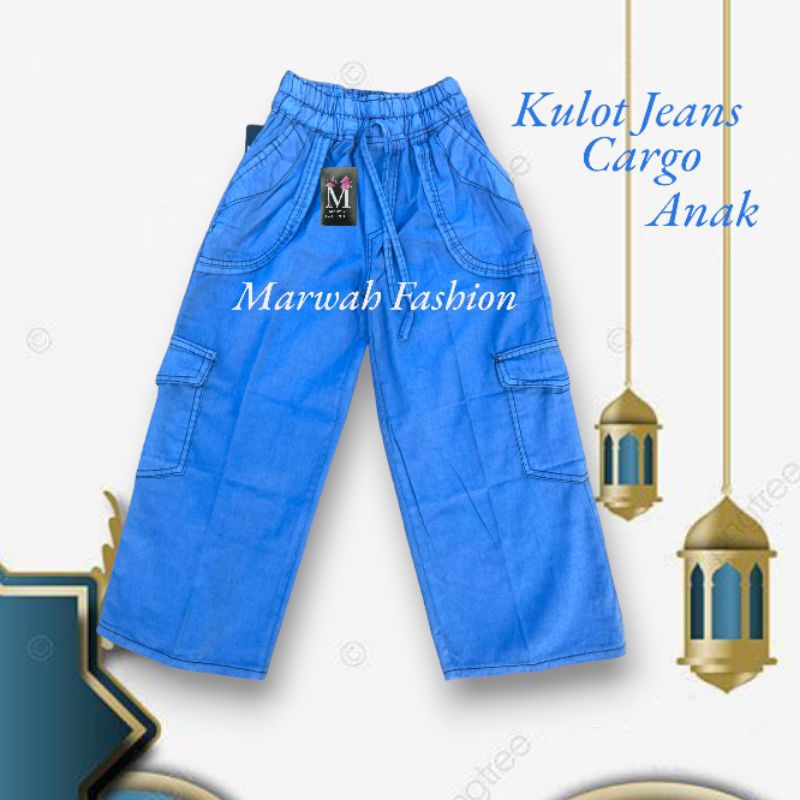 CELANA KULOT JEANS CARGO ANAK USIAH 4-16 TAHUN / KULOT CARGO ANAK PEREMPUAN / KULOT JEANS ANAK TANGG