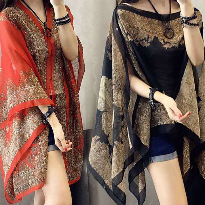 TERMURAH Outer Scarf Batik Chiffon Pantai Bahan Sifon Baju Luaran Bali Premium Syal Sutra Shawl Wani