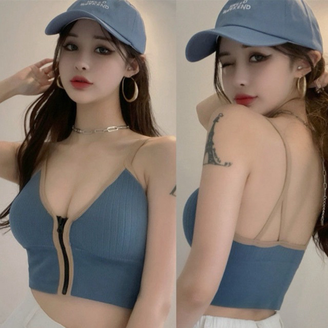 UD122 • Push Up Bra Zipper Import • BH tanpa kawat Sport Crop tantktop Brallete Resleting