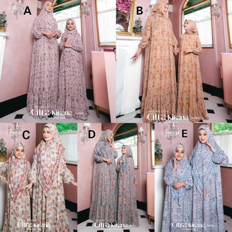 Gamis Syar'i Printing Couple Ibu Anak Branded Original Terbaru 2024 Citra Kirana By Omeiro//DRESS MU