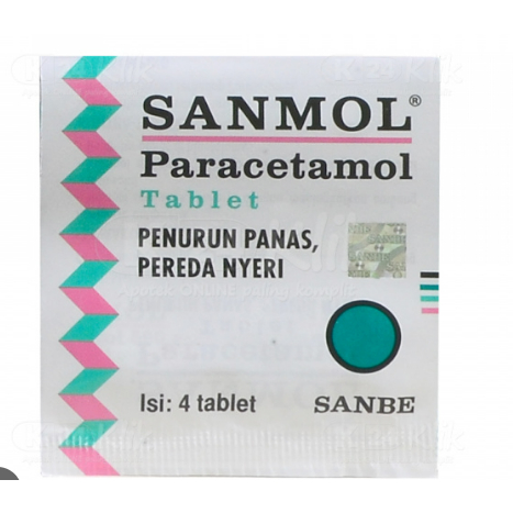 SANMOL 500 MG TAB HARGA PER STRIP 4 TABLET | PARASETAMOL TABLET | PENURUN DEMAM DEWASA 12 TAHUN KE A