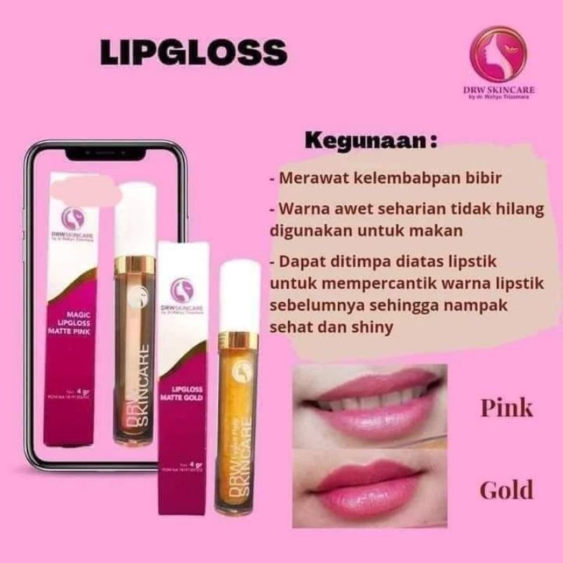 LIPGLOSE BEAUTY PINK & GOLD DRW SKINCARE