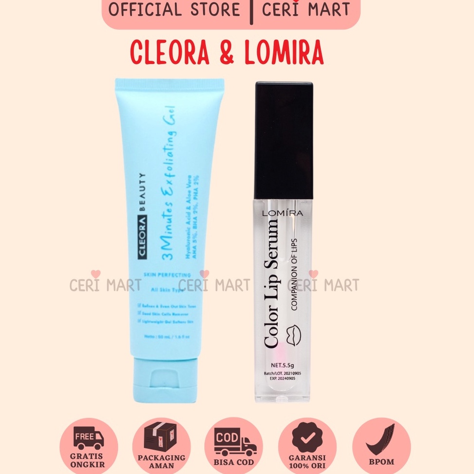 ART E67H CLEORA BEAUTY EXFOLIATING GEL SERUM BIBIR LOMIRA  TERDAFTAR BPOM  LOMIRA LIP SERUM  SERUM B