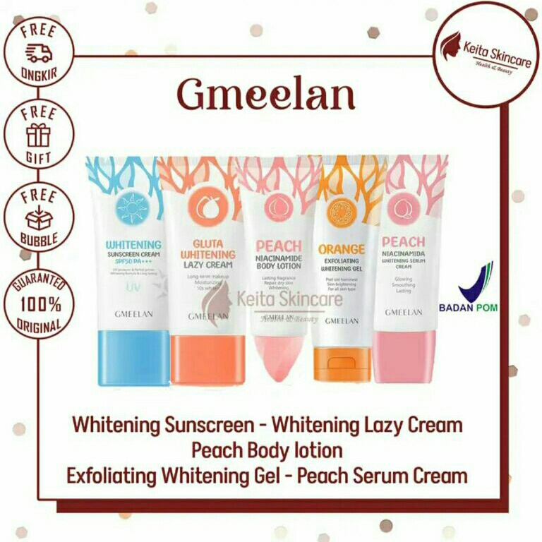 ART F62R GMEELAN Exfoliating Whitening Gel  GMEELAN Gluta Whitening Lazy Cream  Gmeelan Sunsreen Bod