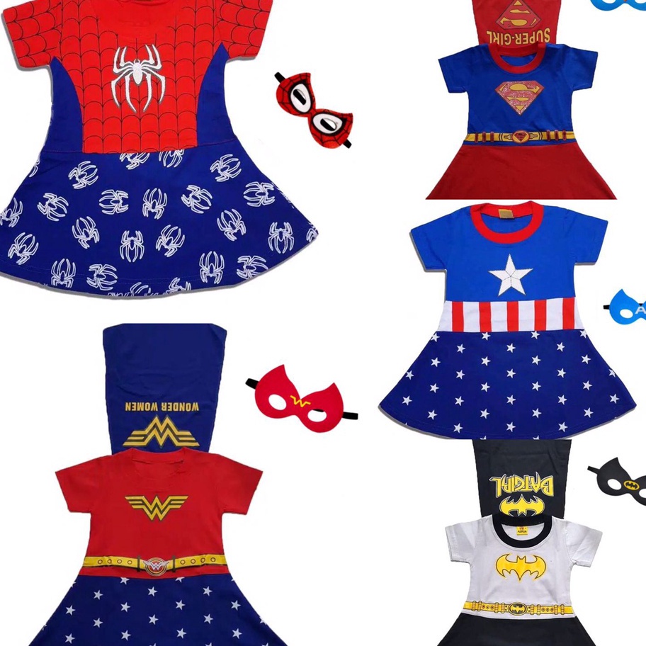 DiSkon  Kostum anak perempuan superhero  dress superhero  kostum anak perempuan evengers  dress
