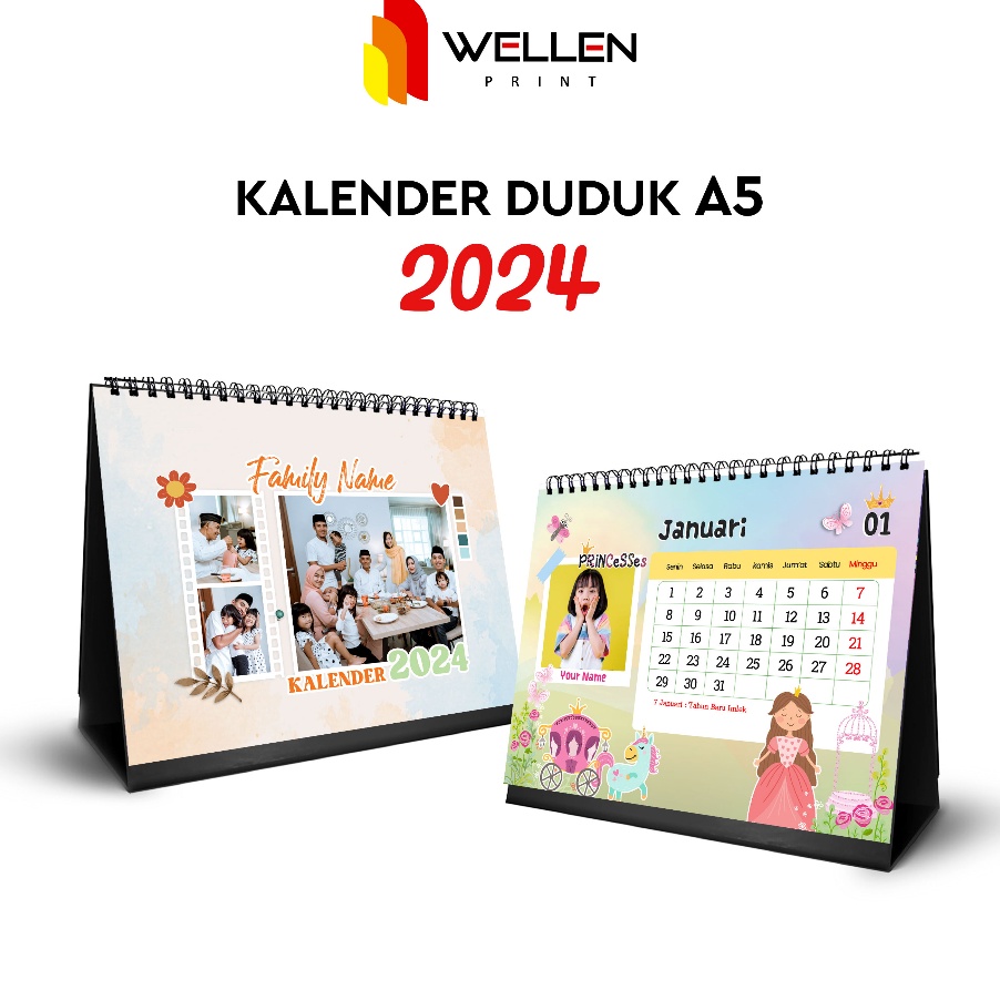 

C6369 WELLEN PRINT Cetak Kalender Duduk Custom Kalender Meja Custom Calender Unik Photo Gambar Company Ukuran A5