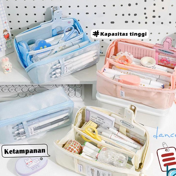 

Terlaris Kotak pensil Model Prisma Warna Solid Berkapasitas Besar MultiFungsi Tahan AirLarge Capacity Waterproof Pencil Case Best Stationary
